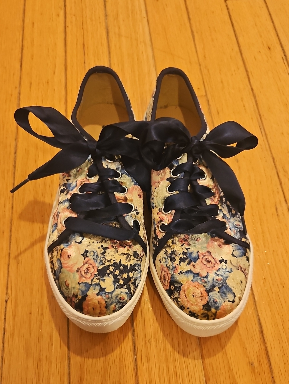 Dirty Laundry Floral Navy Ribbon Lace Sneakers